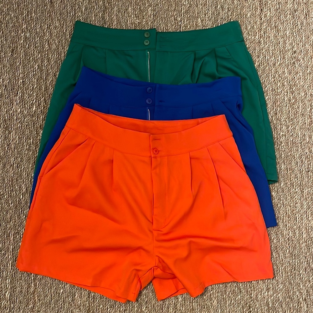 SHEIN High Waist Shorts - Women’s XL - 12 Orange, Blue, Green - NEW Without Tags